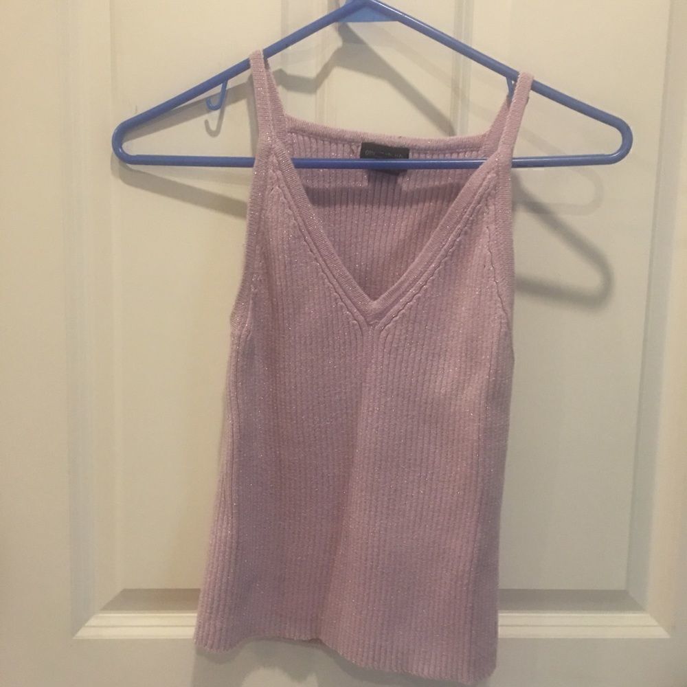 One Step up medium sleeveless tank top sweater purple sparkly